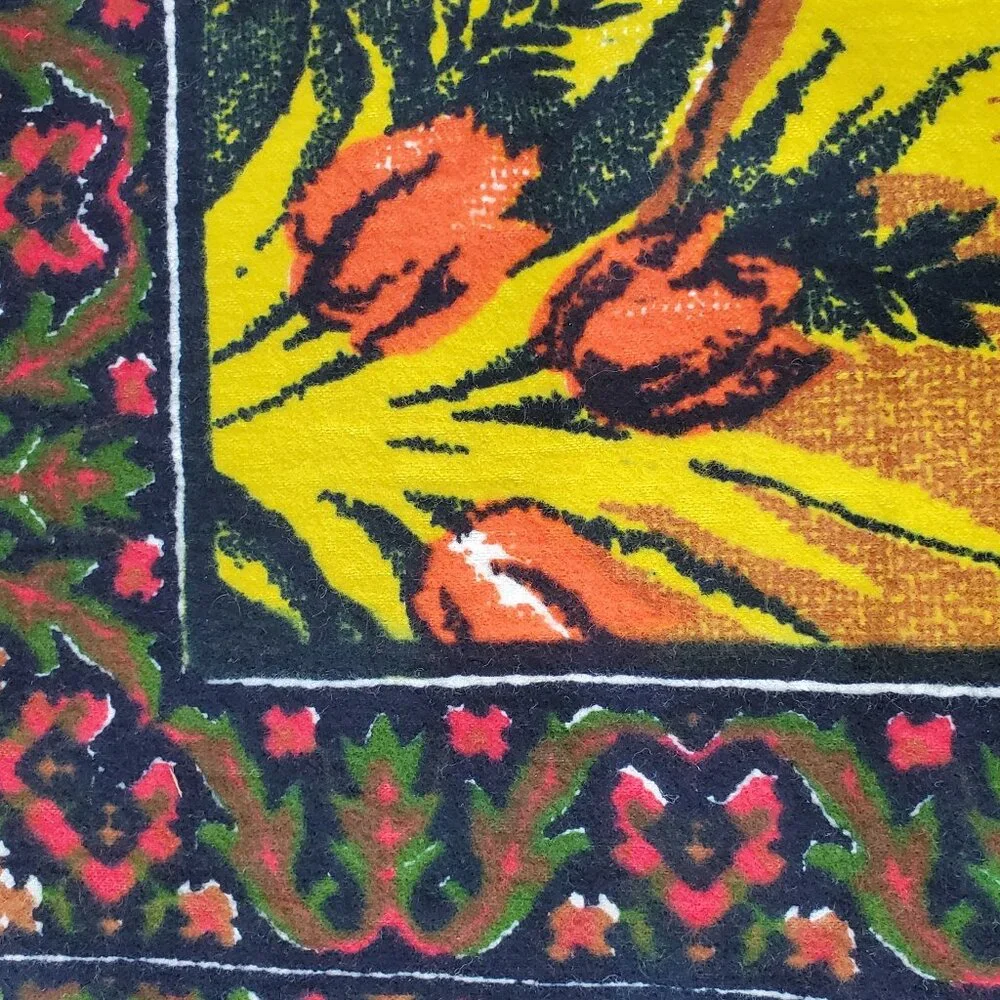 Vintage Velvet Woven Wall Tapestry Pheasant Stream Woods 55.5